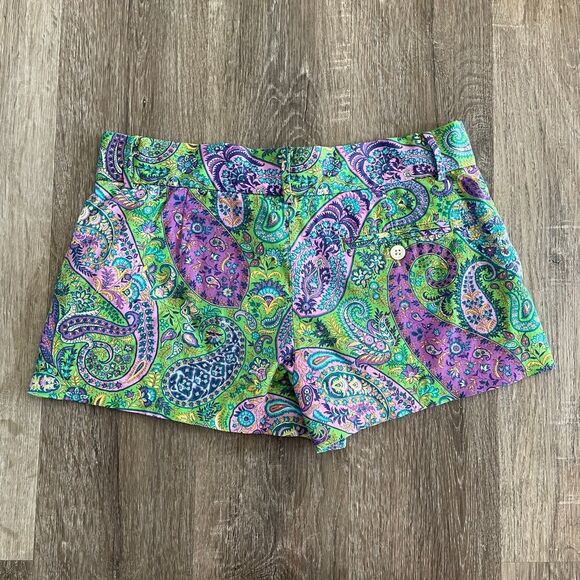 Ralph Lauren Paisley Casual Shorts in Green Purple - Size: 4 - Picture 2 of 5